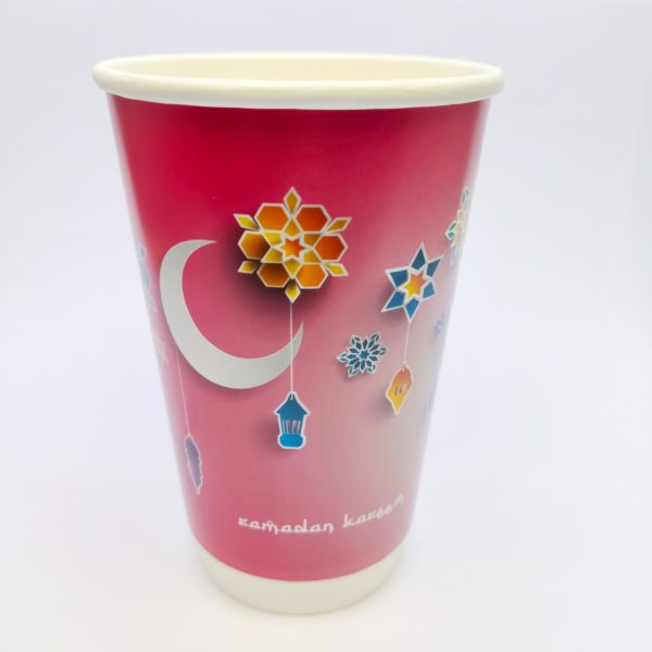 16oz Ramadan Printed Paper Cups in Pink
