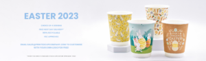 Banner featuring easter themed paper cups