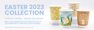 Banner featuring easter themed paper cups