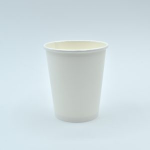 8oz eco-friendly single-wall paper cups with an aqueous lining, designed to be biodegradable, recyclable, and plastic-free. These sustainable cups provide a greener alternative for serving hot and cold drinks